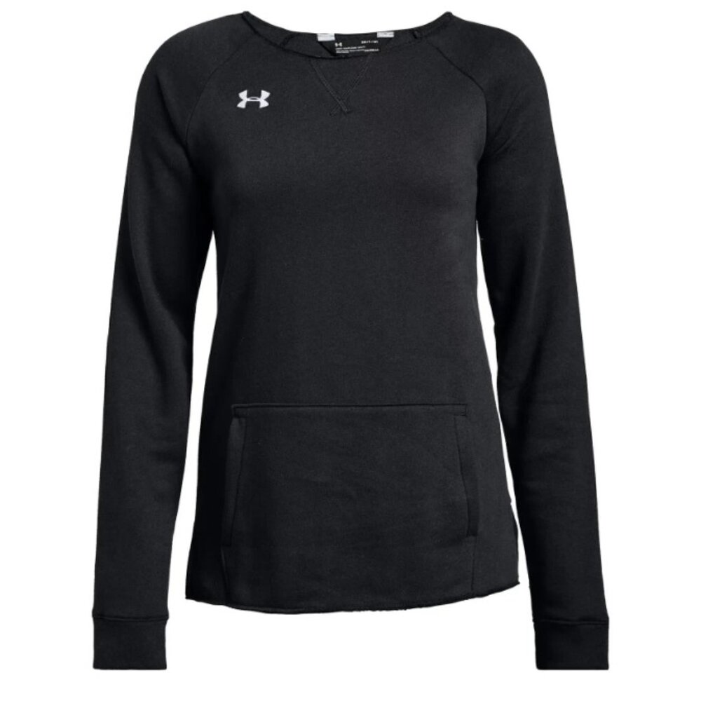 Women's Under Armour Black Hustle Fleece Cut-Off Crewneck Sweatshirt